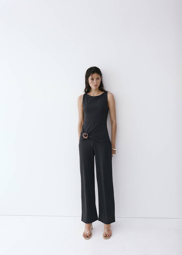 Jumpsuit with resin appliqué — Black
