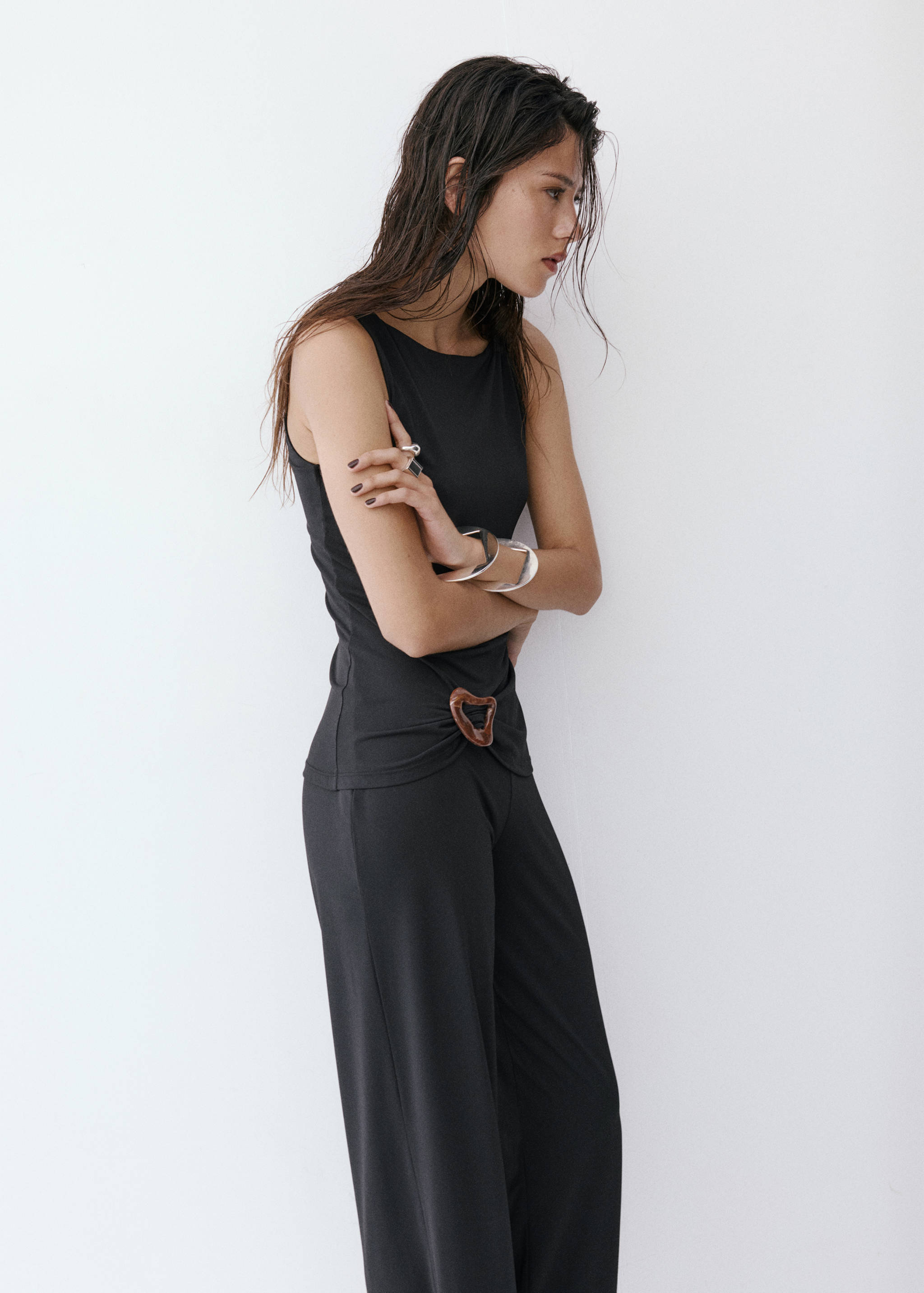Resin combined effect jumpsuit - Medium plane