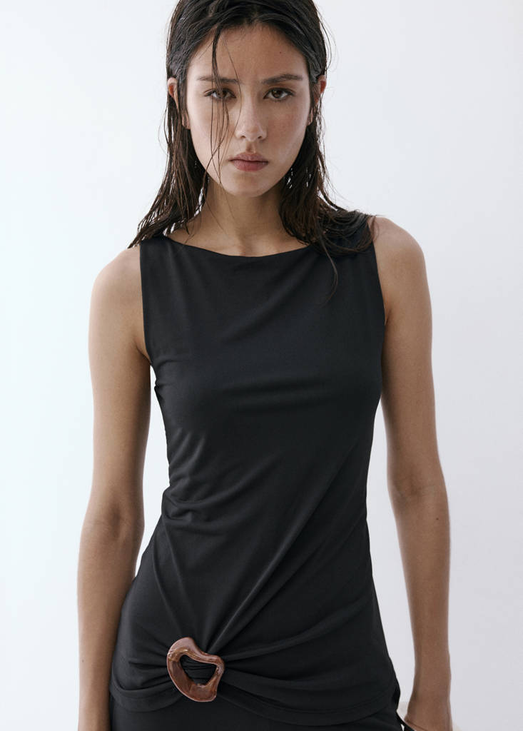 Jumpsuit with resin appliqué — Black