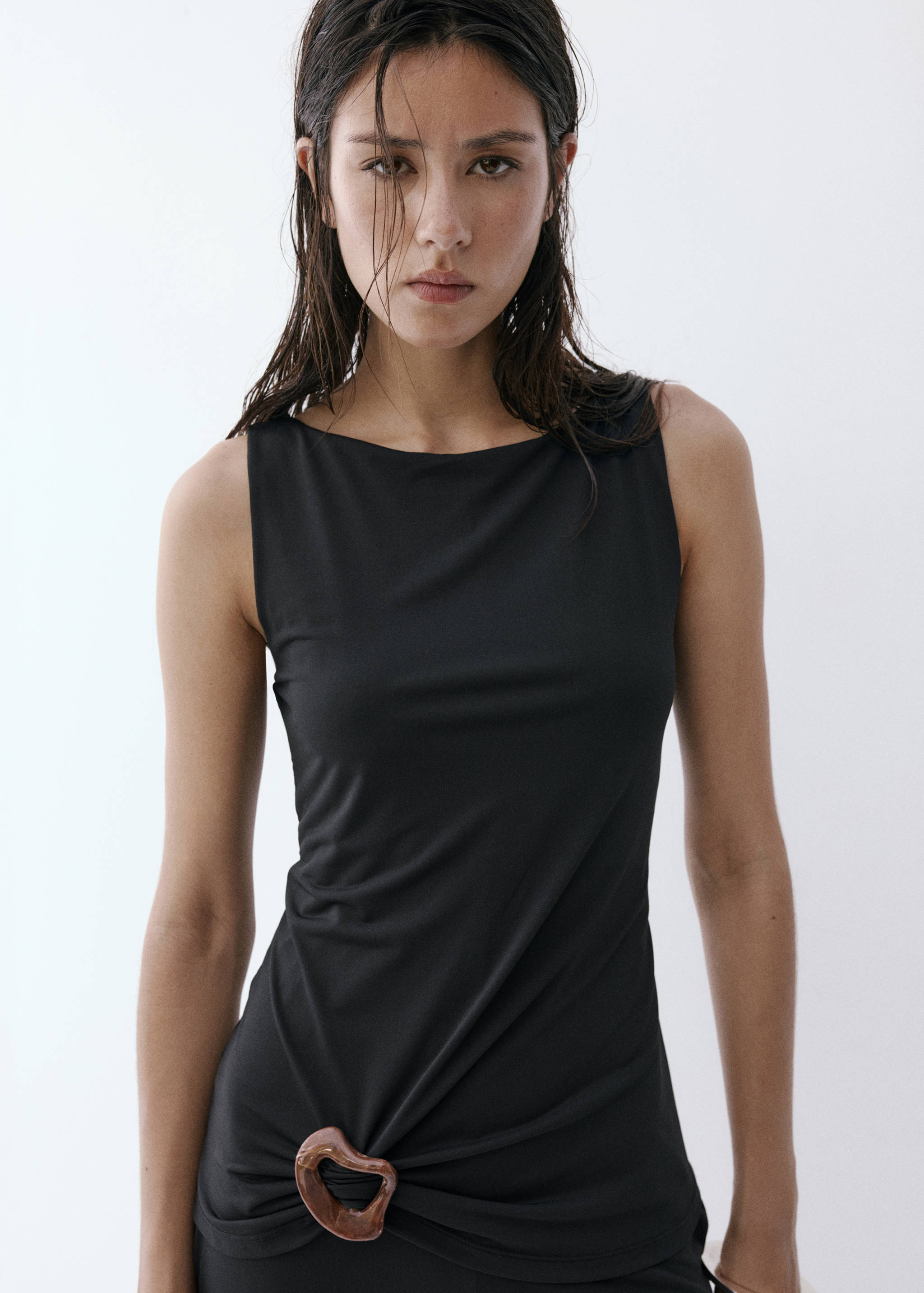 Resin combined effect jumpsuit - Details of the article 1