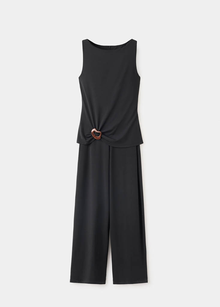 Jumpsuit with resin appliqué — Black