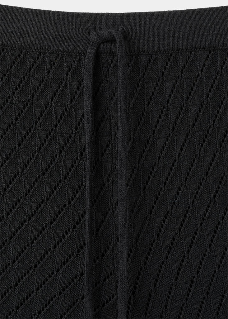 Straight-fit openwork knitted trousers — Black
