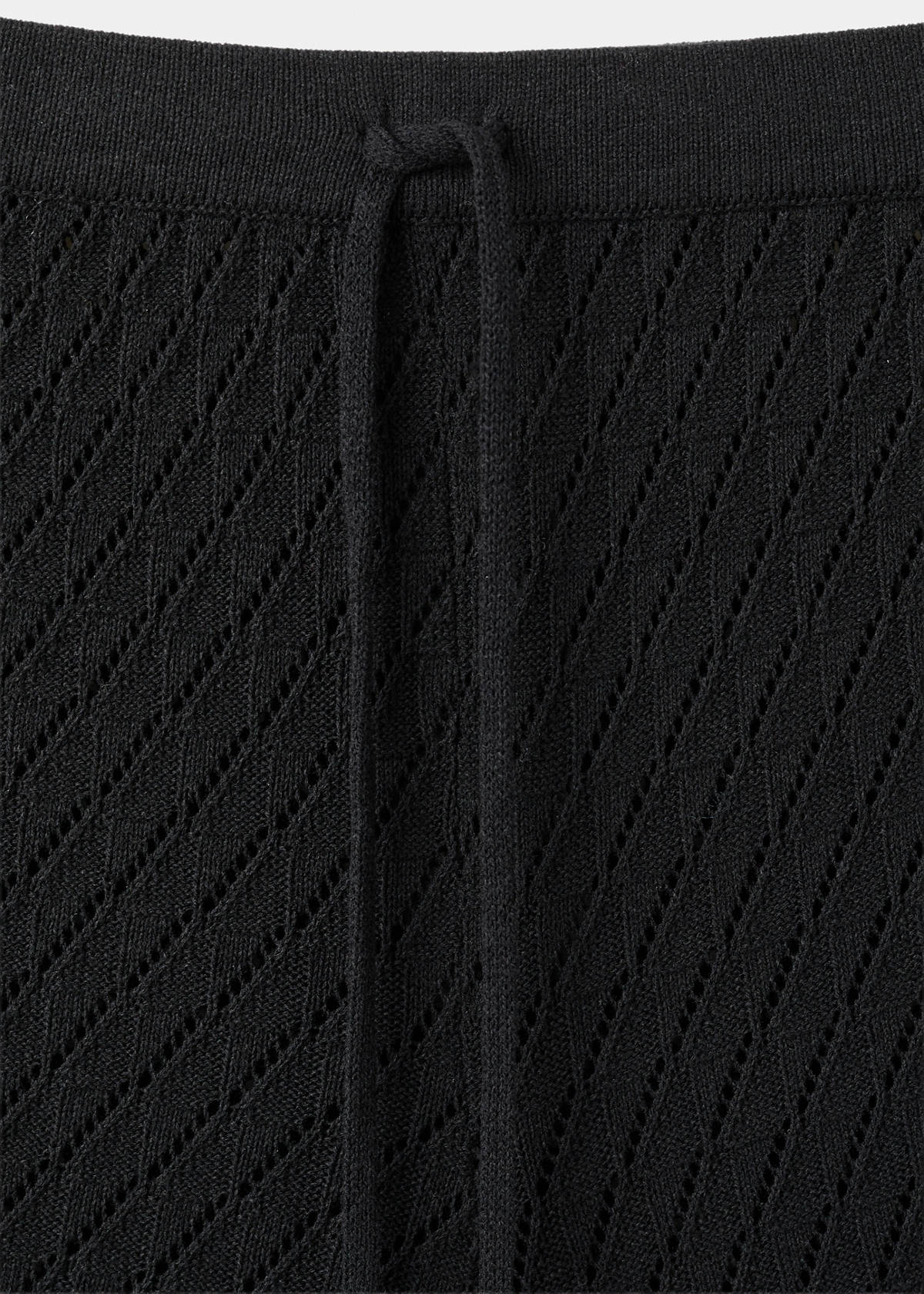 Straight-fit openwork knitted trousers — Black