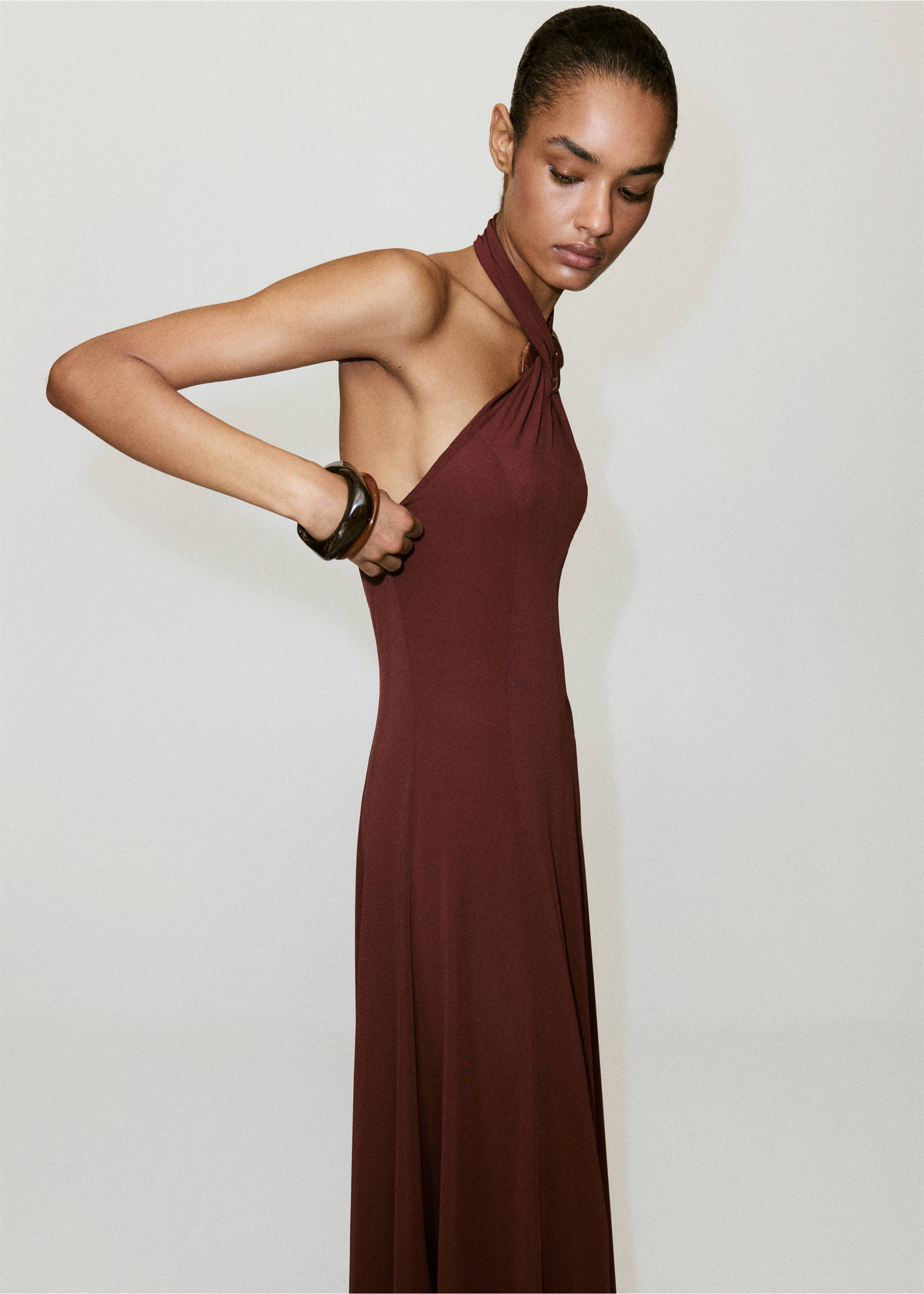 Robe halter appliqué - Plan moyen, Orange brûlé. Ref: 37031392-00.