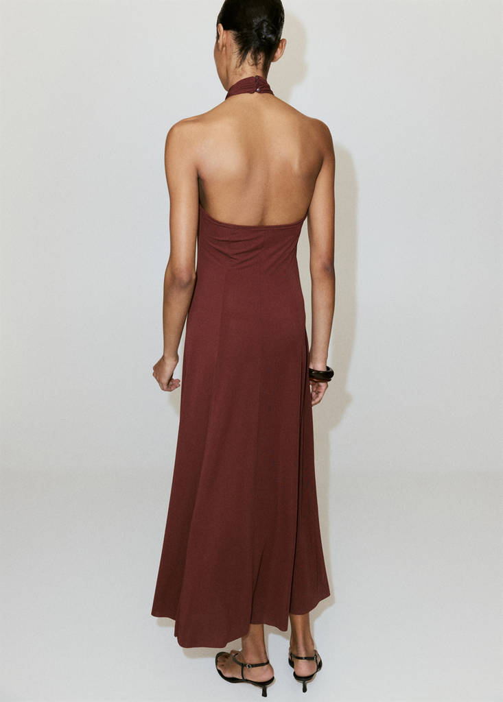 Halter-neck knitted dress — Burnt Orange
