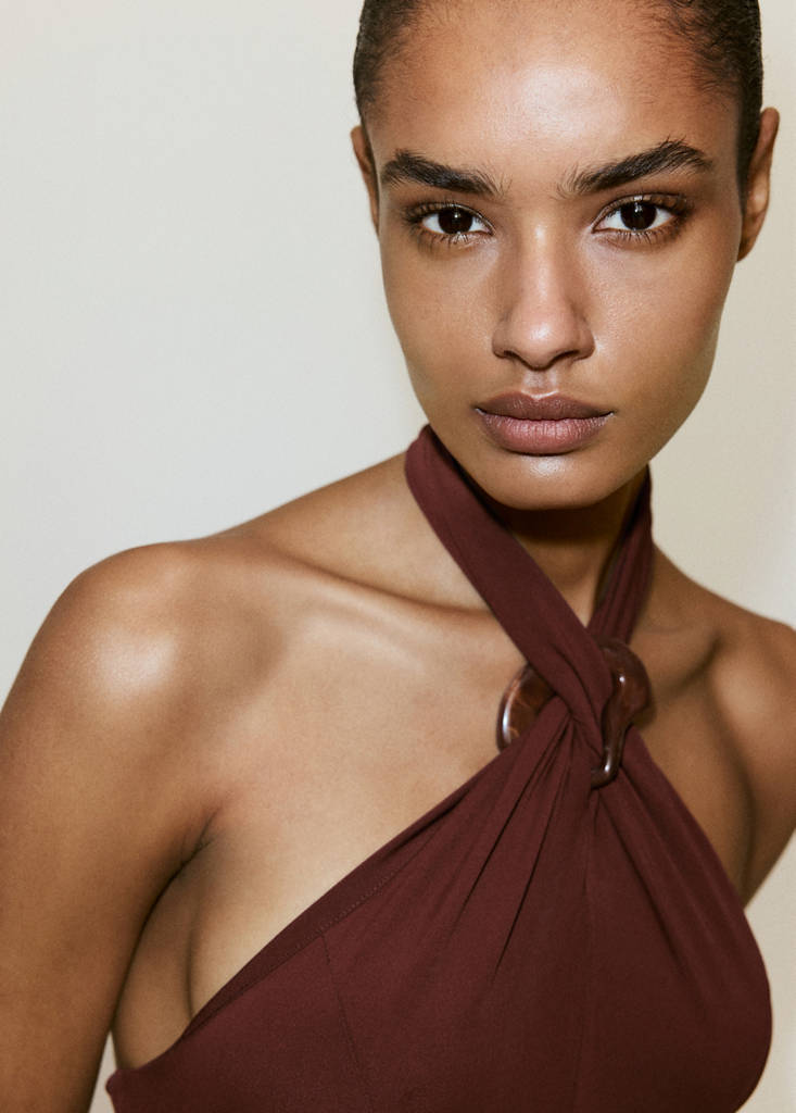 Halter-neck knitted dress — Burnt Orange