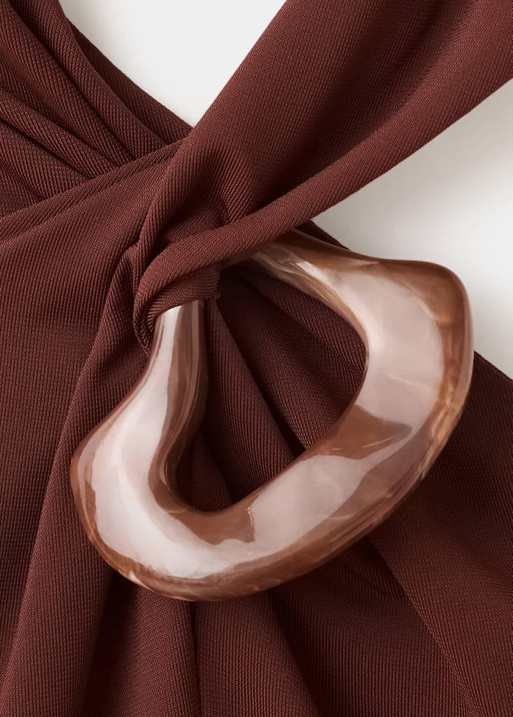 Halter-neck knitted dress — Burnt Orange