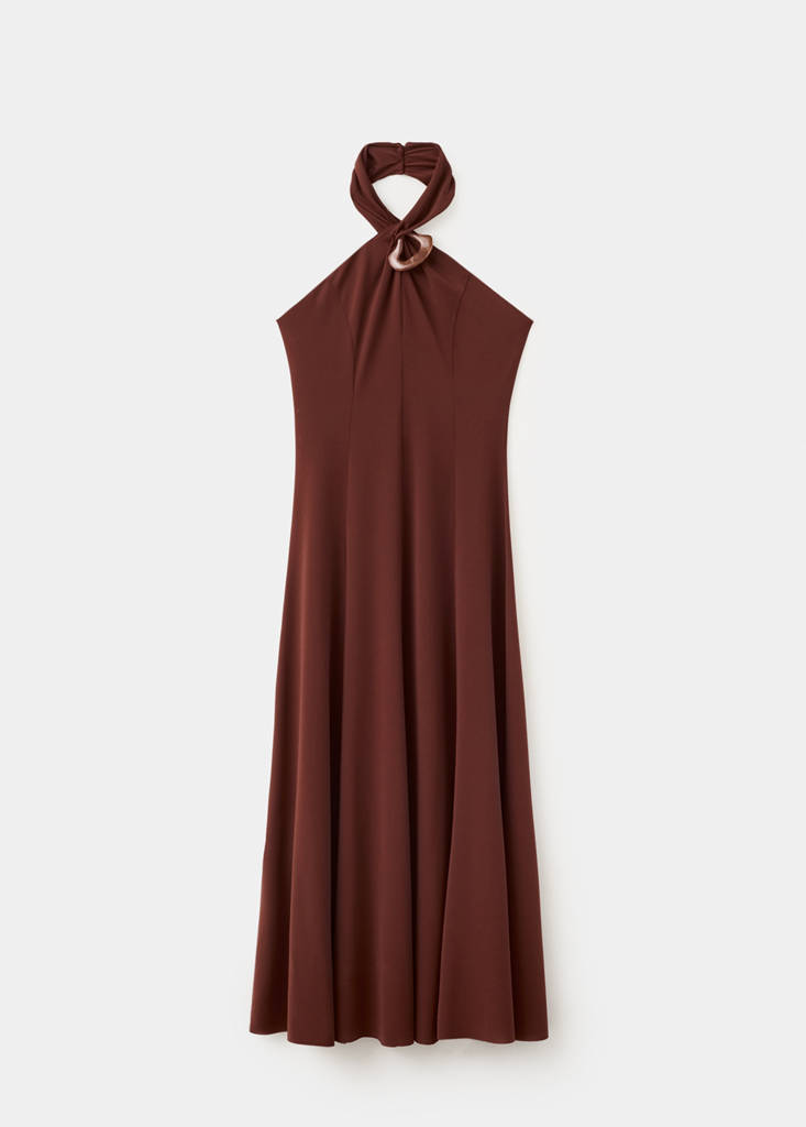 Halter-neck knitted dress — Burnt Orange