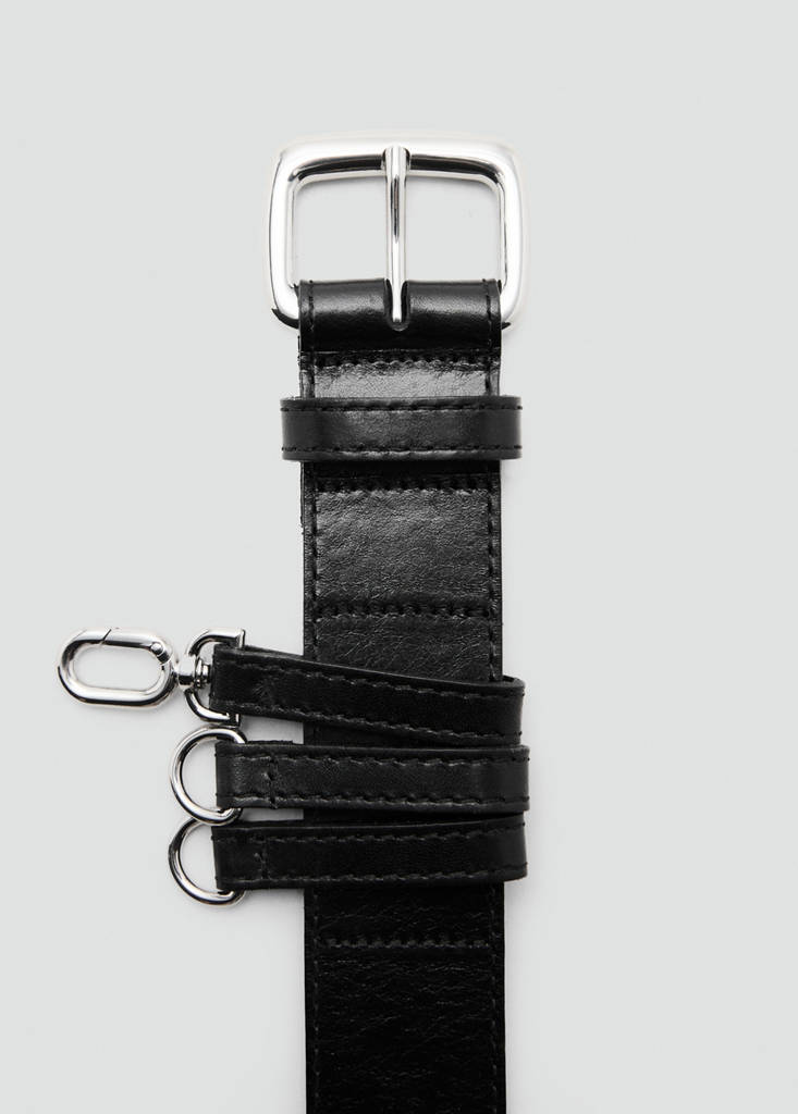 Leather belt with belt loops — Black