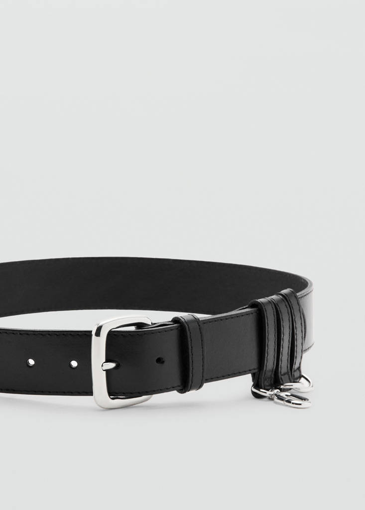 Leather belt with belt loops — Black