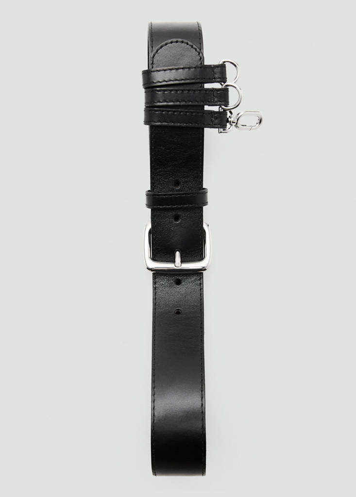 Leather belt with belt loops — Black