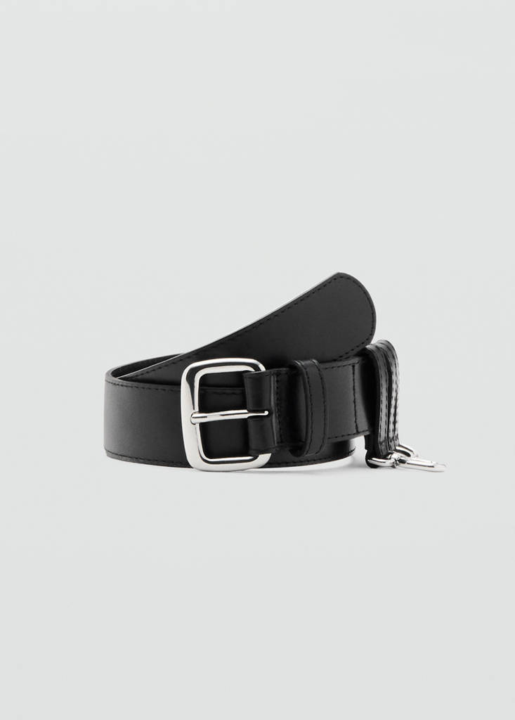Leather belt with belt loops — Black