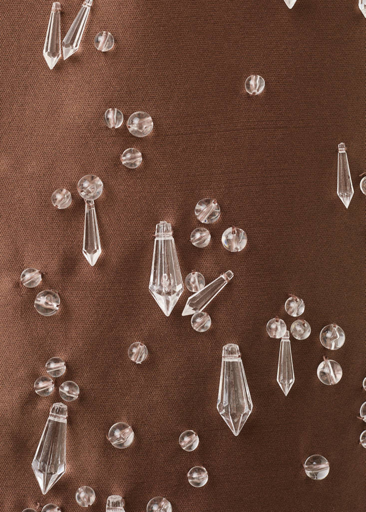 Short dress with crystal appliques — Brown
