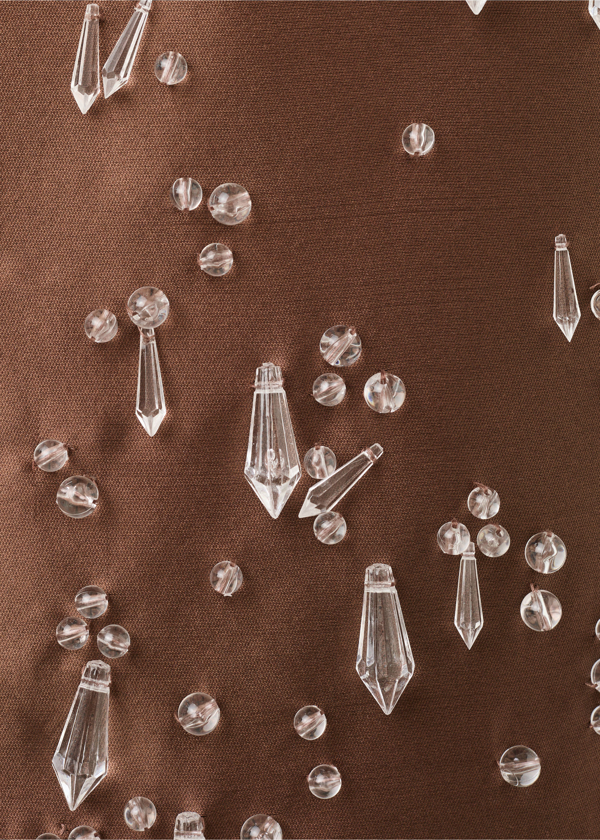 Short dress with crystal appliques - Details of the article 0, Brown. Ref: 37031399-00.