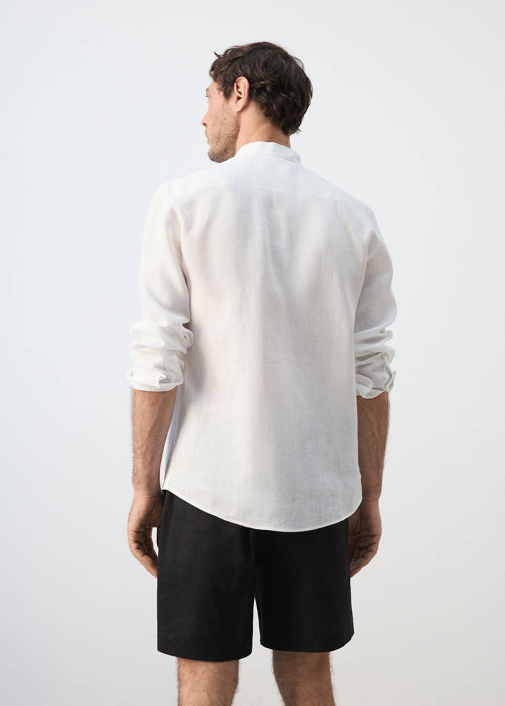 Regular-fit 100% linen shirt — White