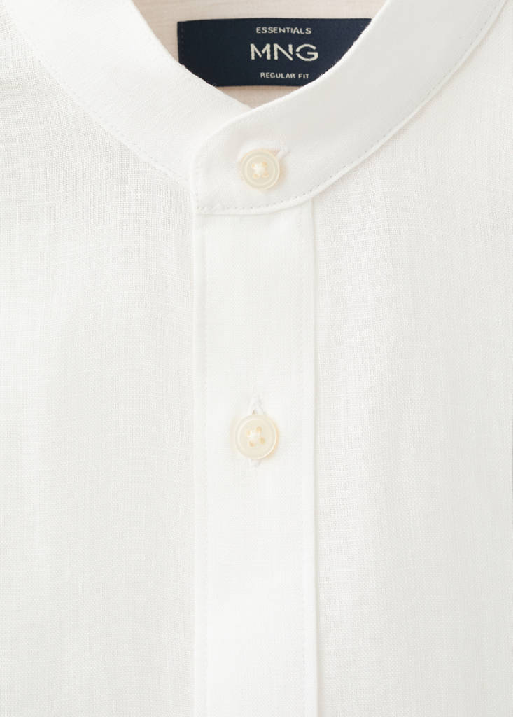Regular-fit 100% linen shirt — White