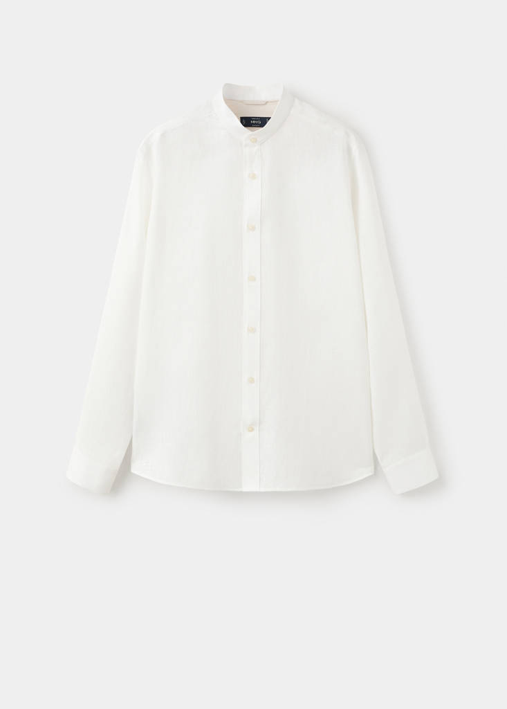 Regular-fit 100% linen shirt — White