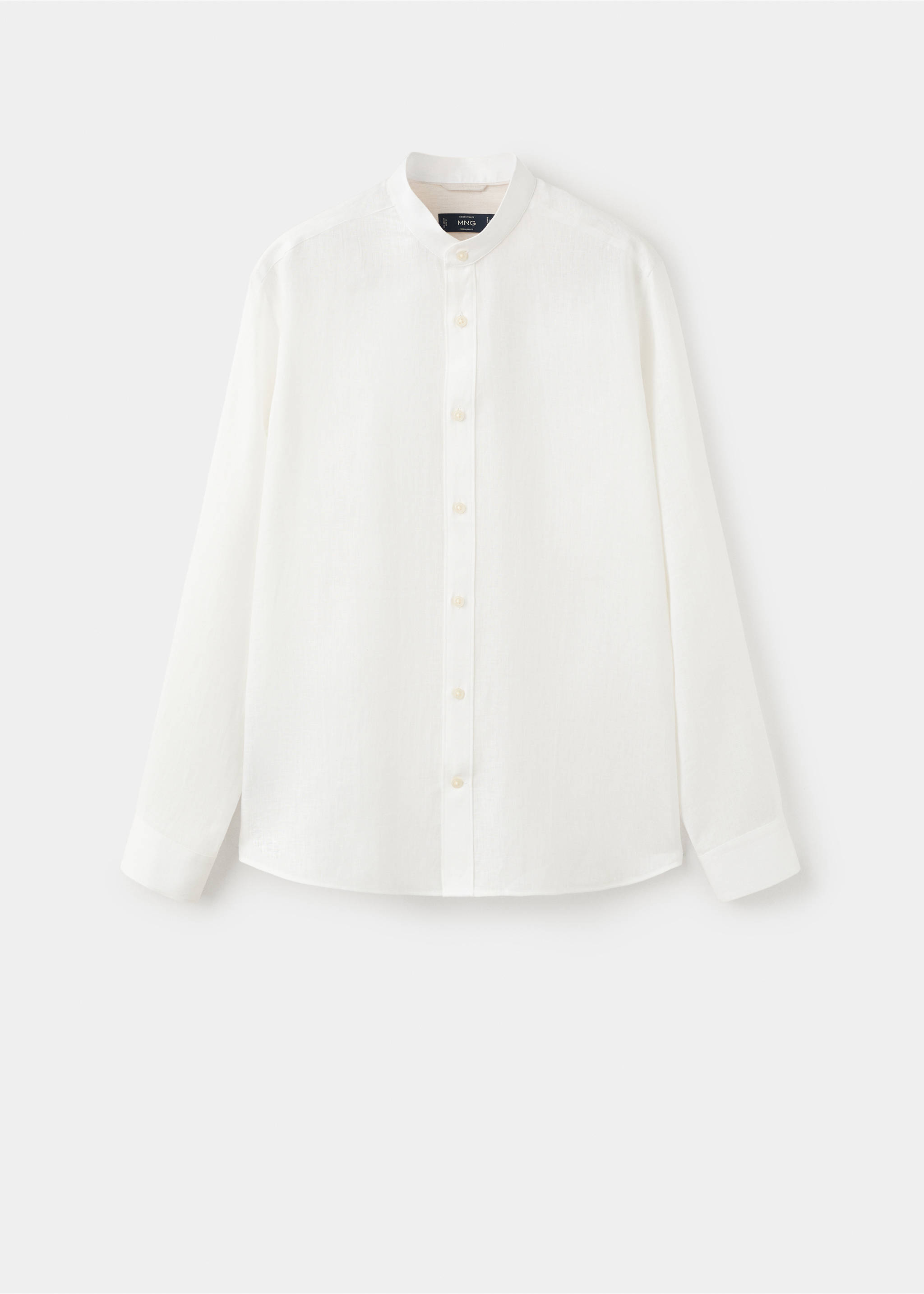 Chemise 100 % lin col mao - Article sans modèle, Blanc. Ref: 37031400-00.
