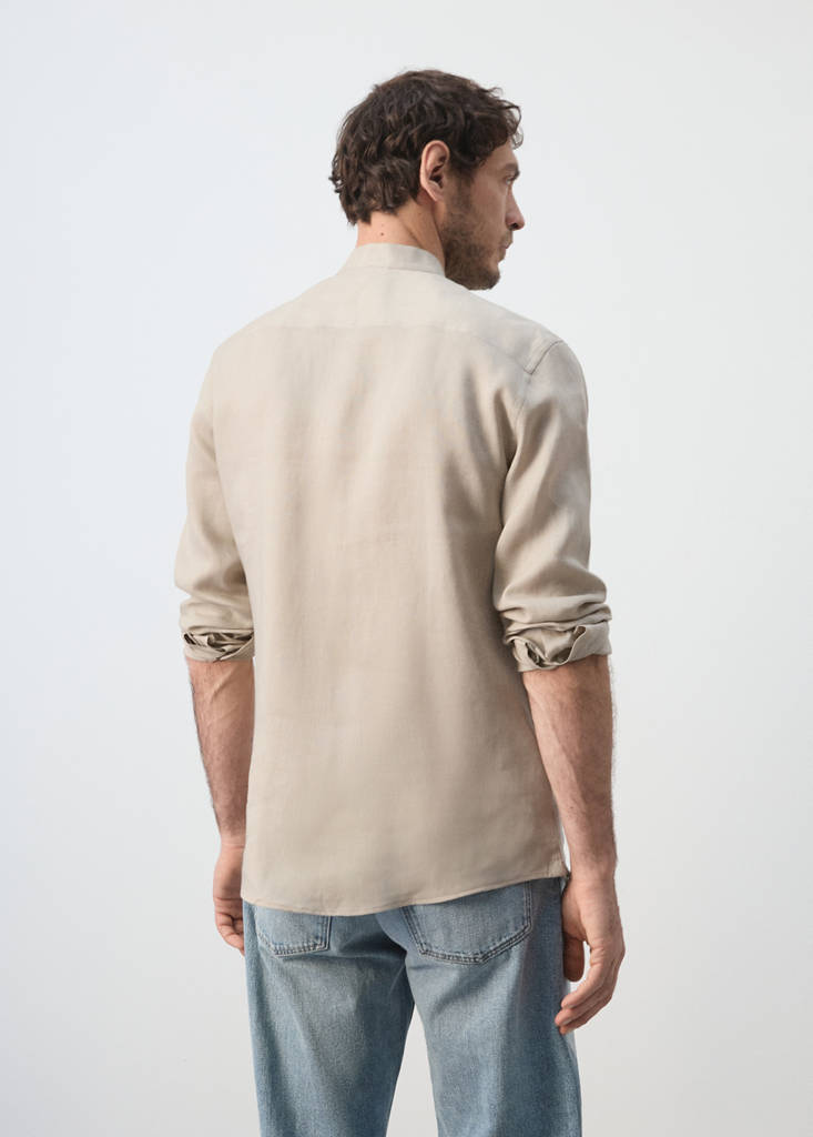 Regular-fit 100% linen shirt — Sand