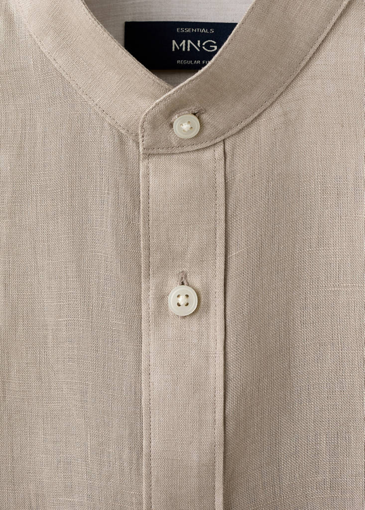 Regular-fit 100% linen shirt — Sand