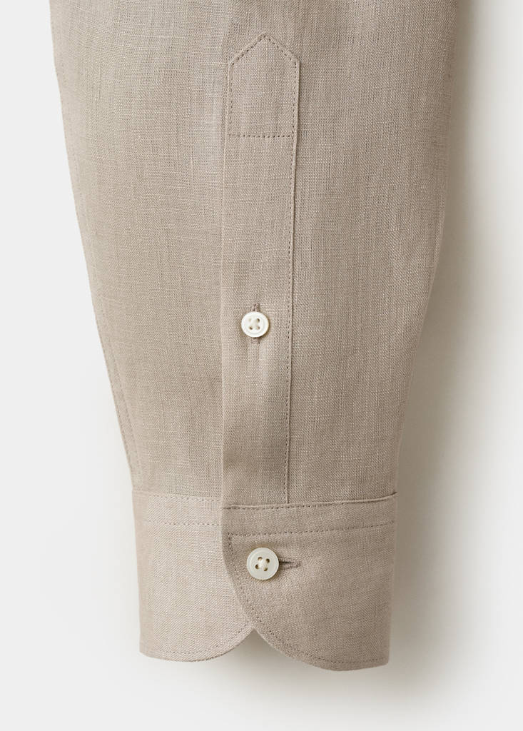Regular-fit 100% linen shirt — Sand
