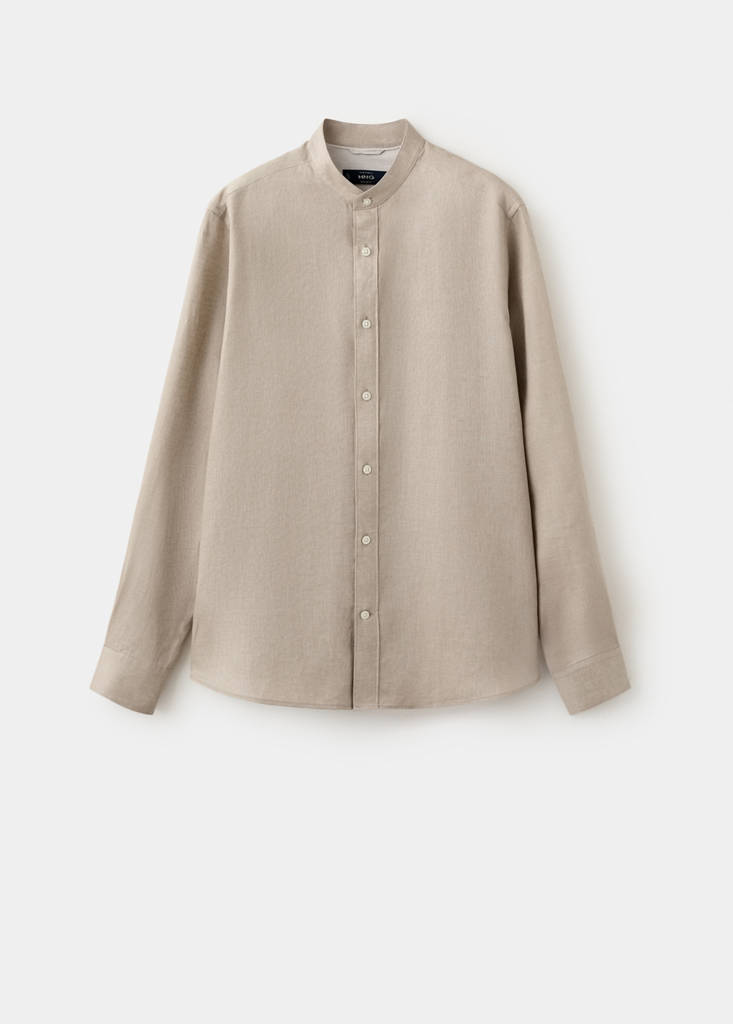 Regular-fit 100% linen shirt — Sand