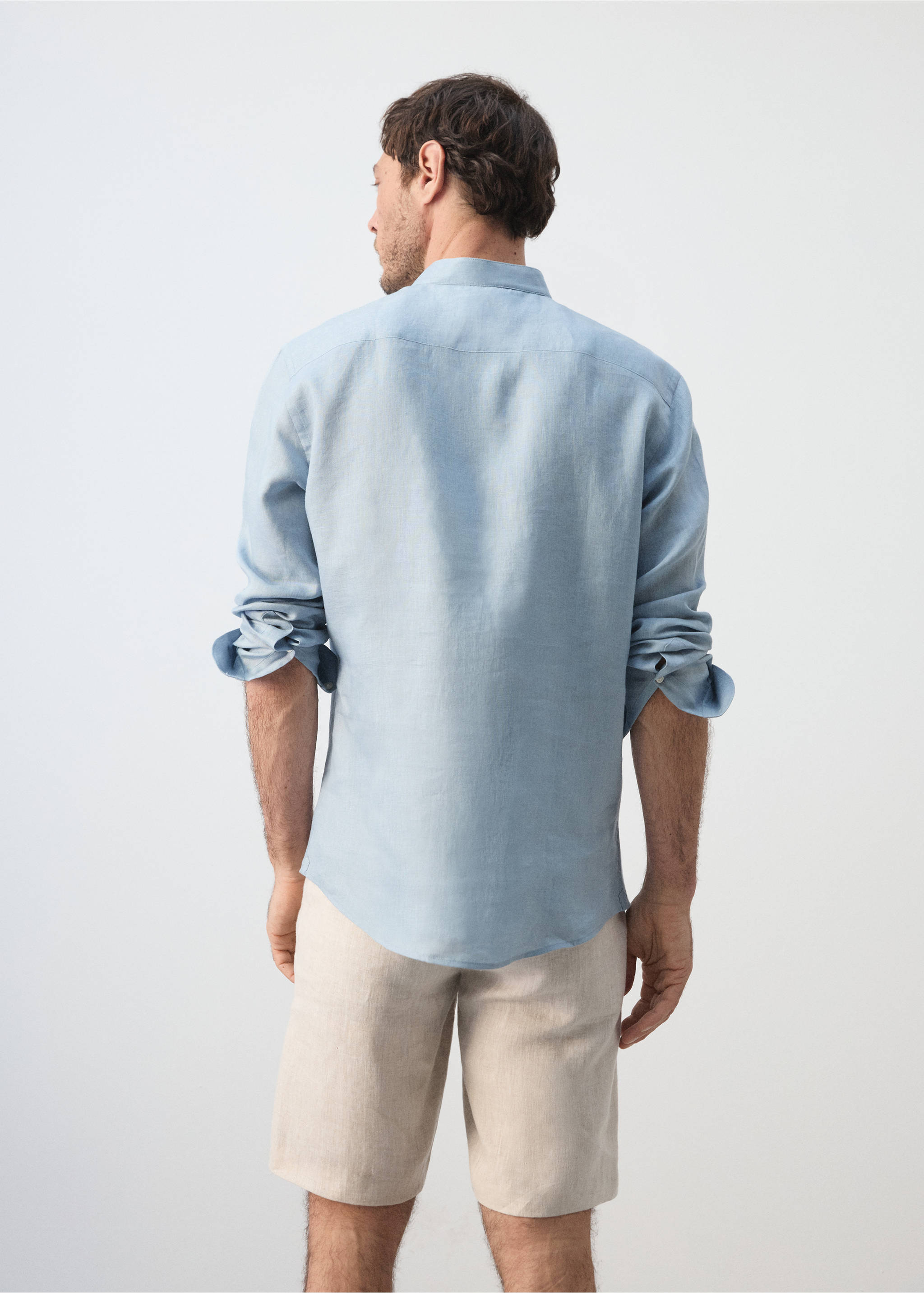 Chemise 100 % lin col mao - Verso de l’article, Bleu porcelaine. Ref: 37031400-00.