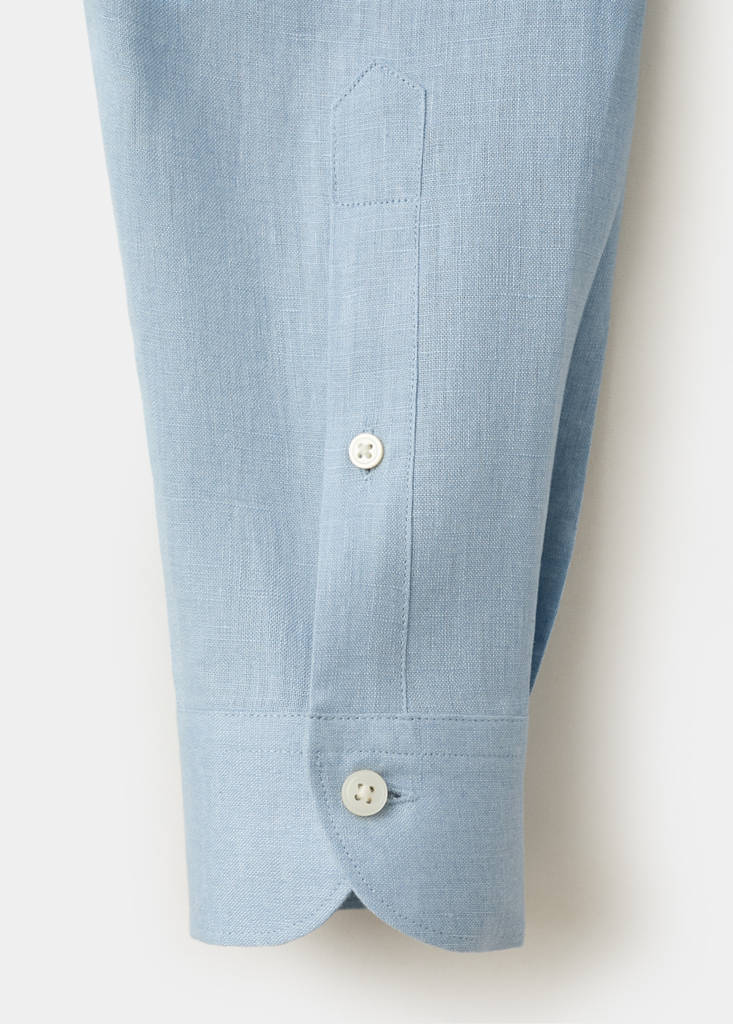 Regular-fit 100% linen shirt — China Blue