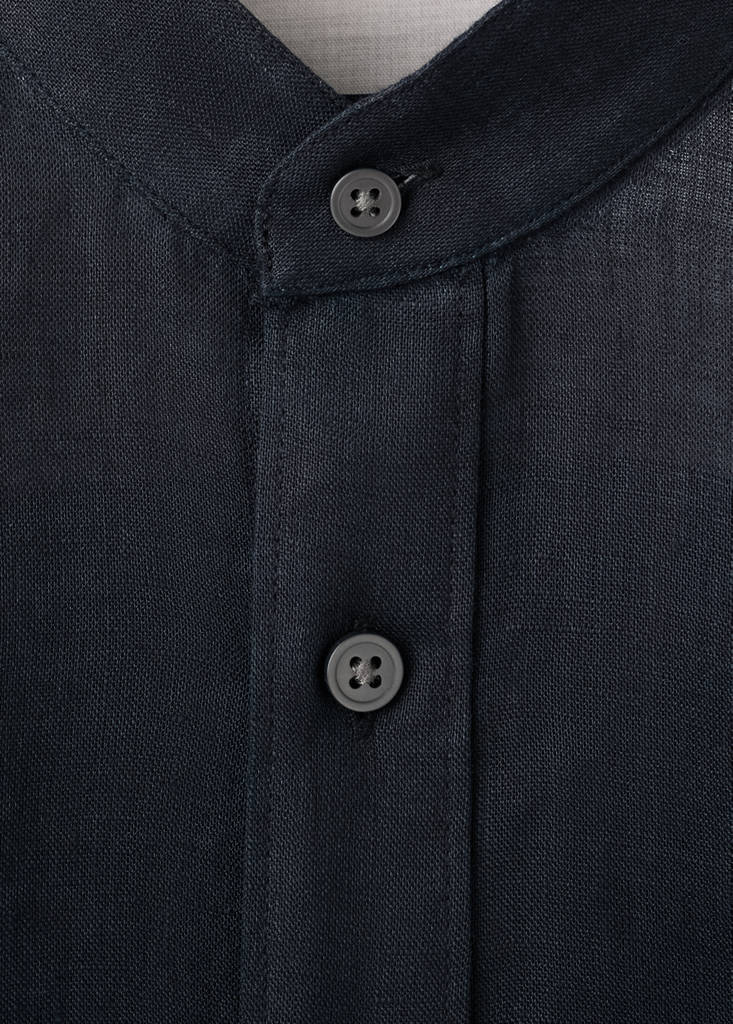Regular-fit 100% linen shirt — Navy