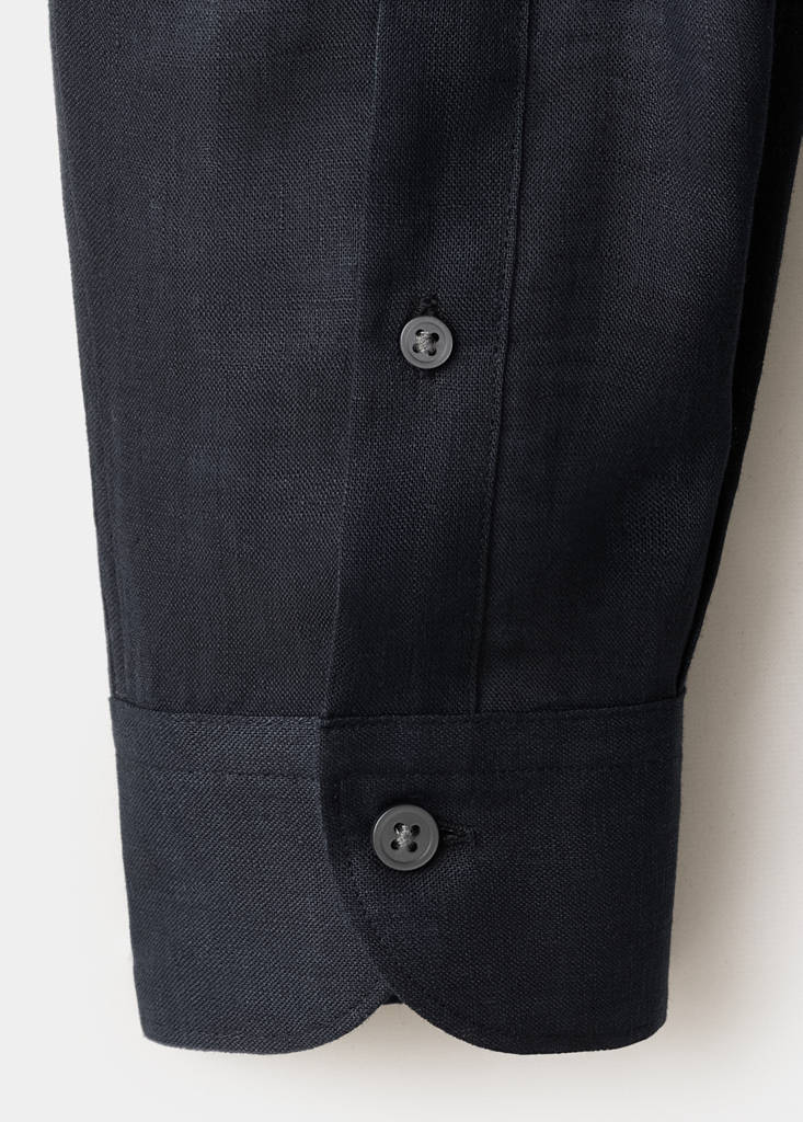 Regular-fit 100% linen shirt — Navy