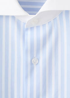 Slim fit 100% cotton striped formal shirt — Sky Blue 7