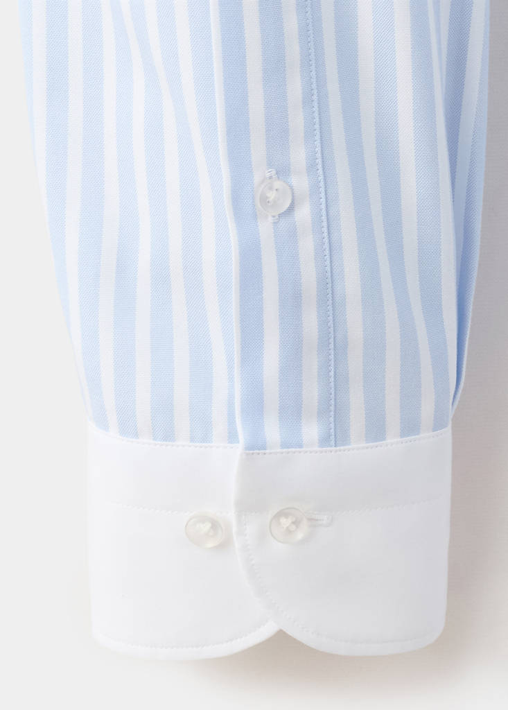 Slim fit 100% cotton striped formal shirt — Sky Blue