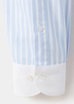 Slim fit 100% cotton striped formal shirt — Sky Blue 8