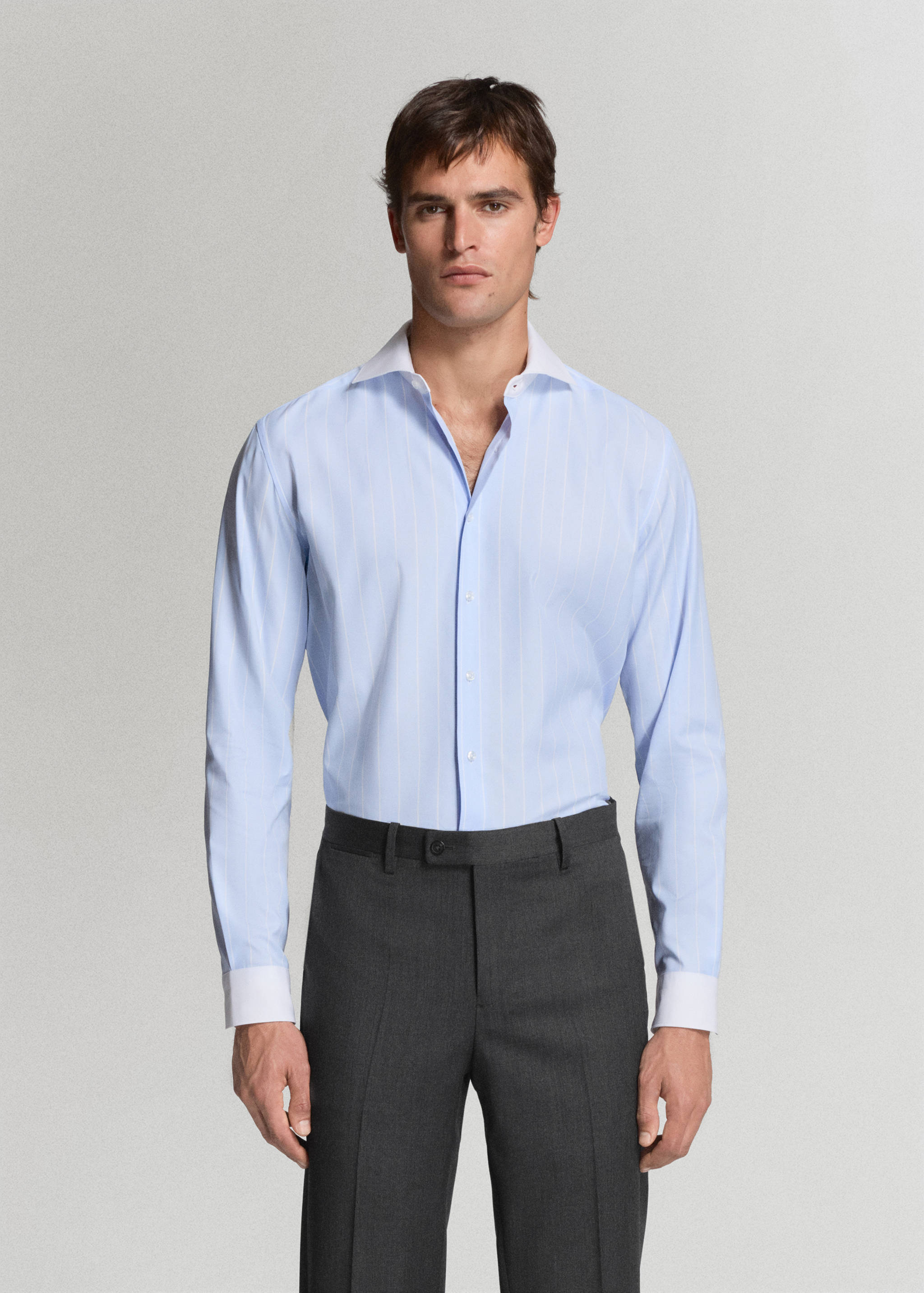 Slim fit 100% cotton striped formal shirt - Medium plane