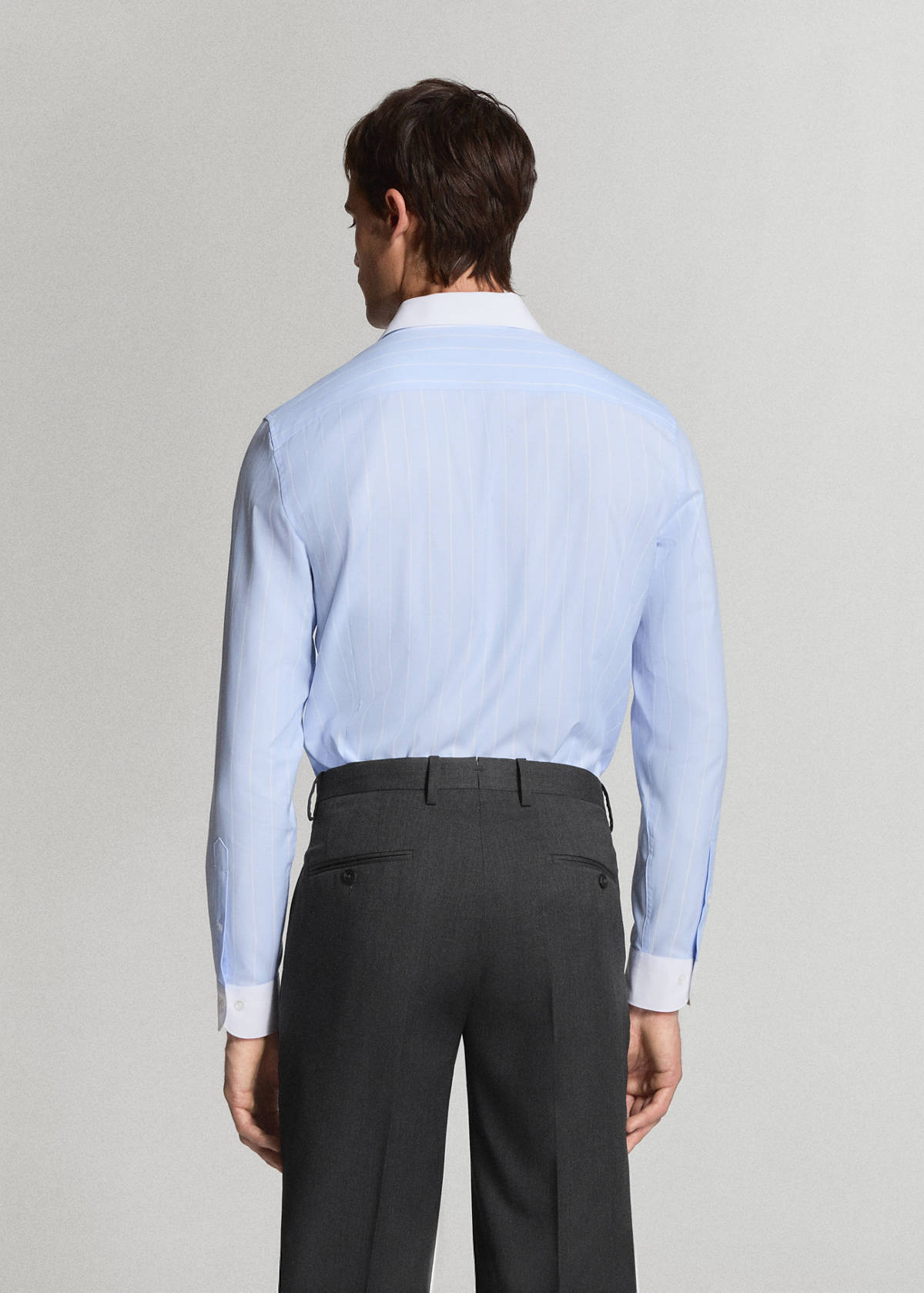 Slim fit 100% cotton striped formal shirt — Blue