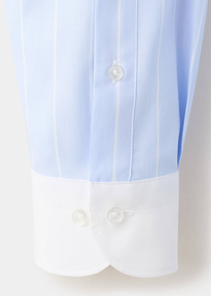 Slim fit 100% cotton striped formal shirt — Blue