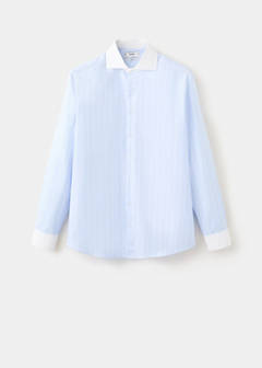 Slim fit 100% cotton striped formal shirt — Blue 6