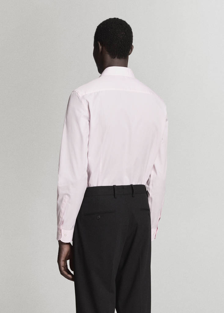 Slim fit 100% cotton striped formal shirt — Light Pink