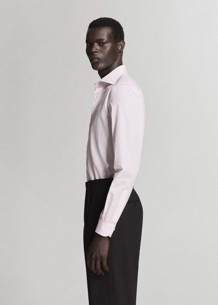 Slim fit 100% cotton striped formal shirt — Light Pink