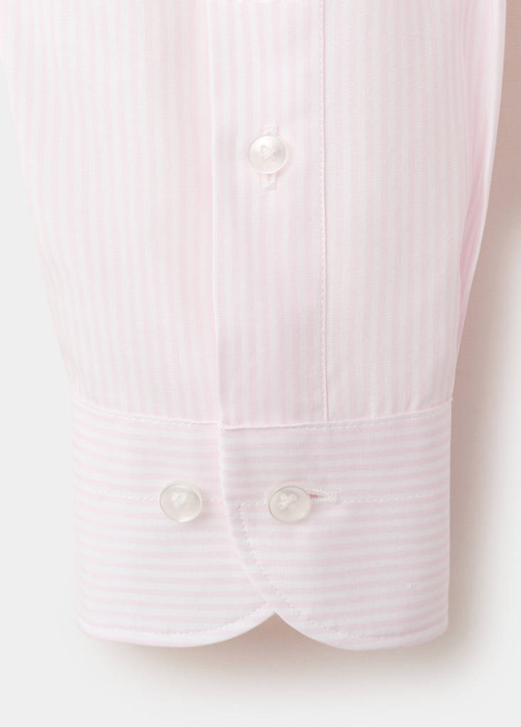 Slim fit 100% cotton striped formal shirt — Light Pink