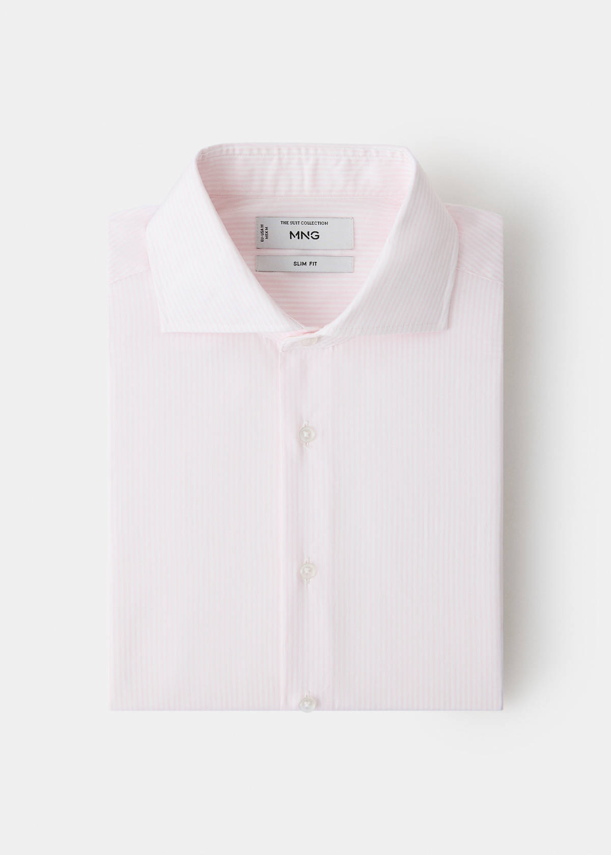 Slim fit 100% cotton striped formal shirt — Light Pink