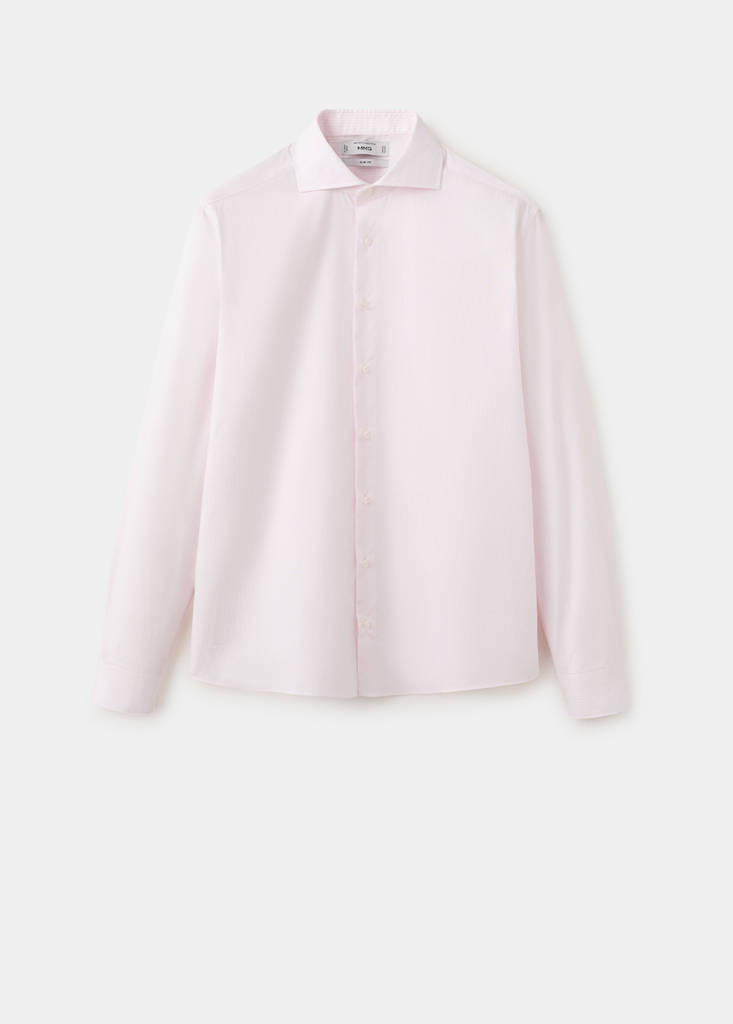 Slim fit 100% cotton striped formal shirt — Light Pink