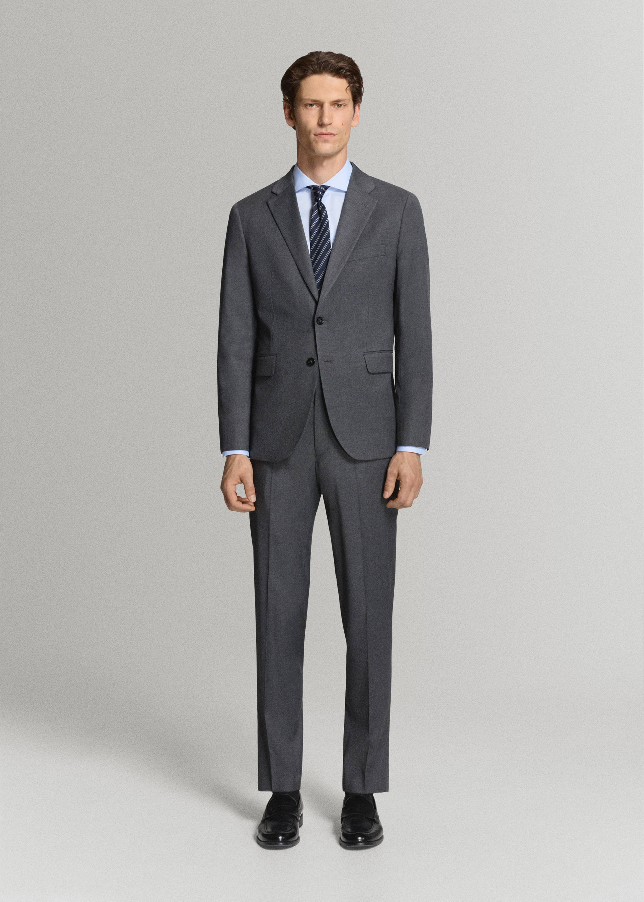 Slim-fit 100% cotton dress shirt with structure - General plane