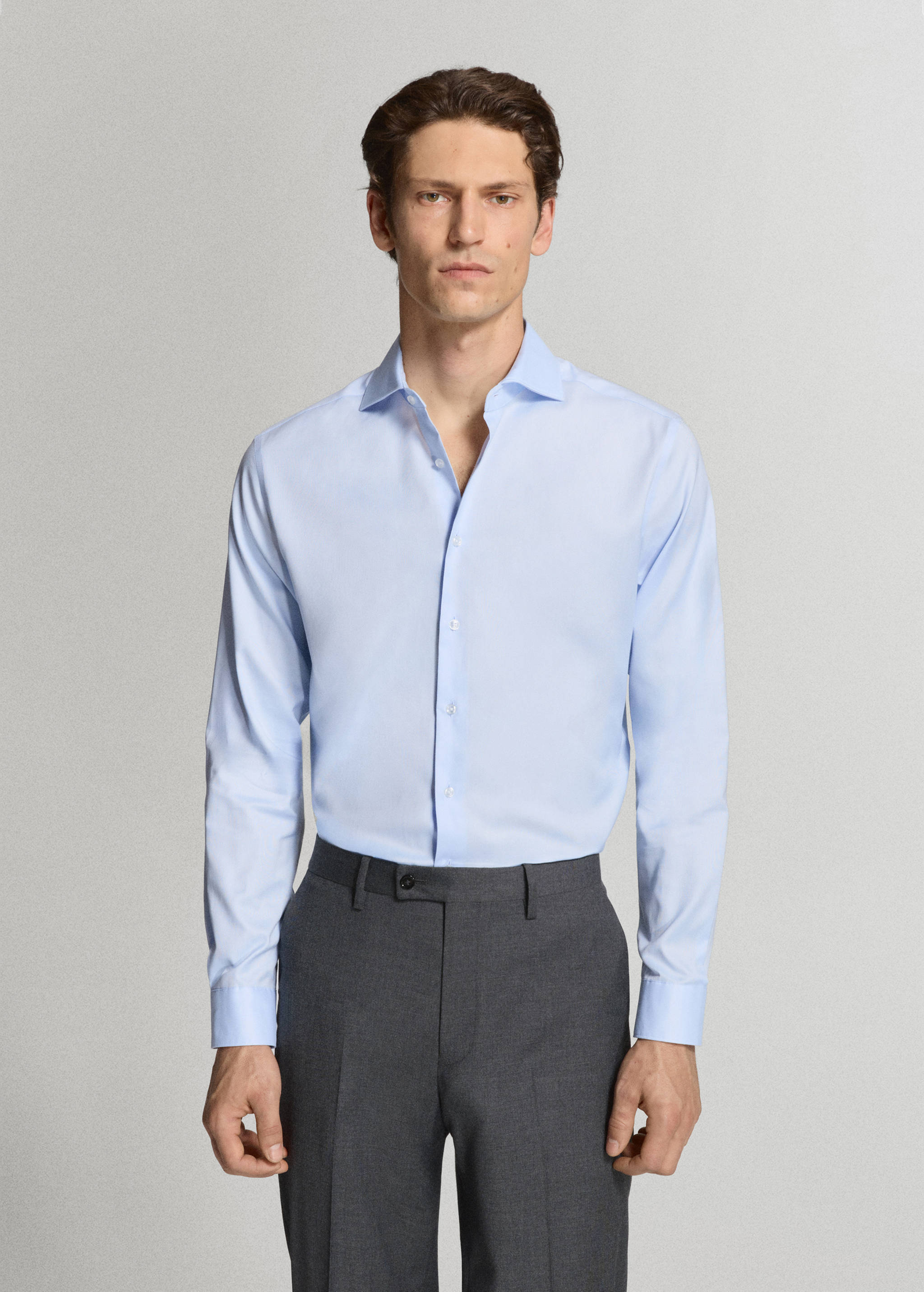 Slim-fit 100% cotton dress shirt with structure - Medium plane