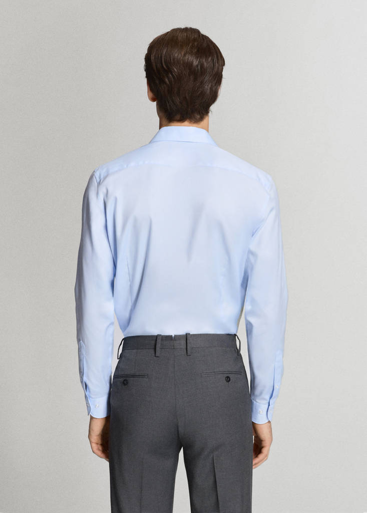 Slim fit 100% cotton structured dress shirt — Sky Blue