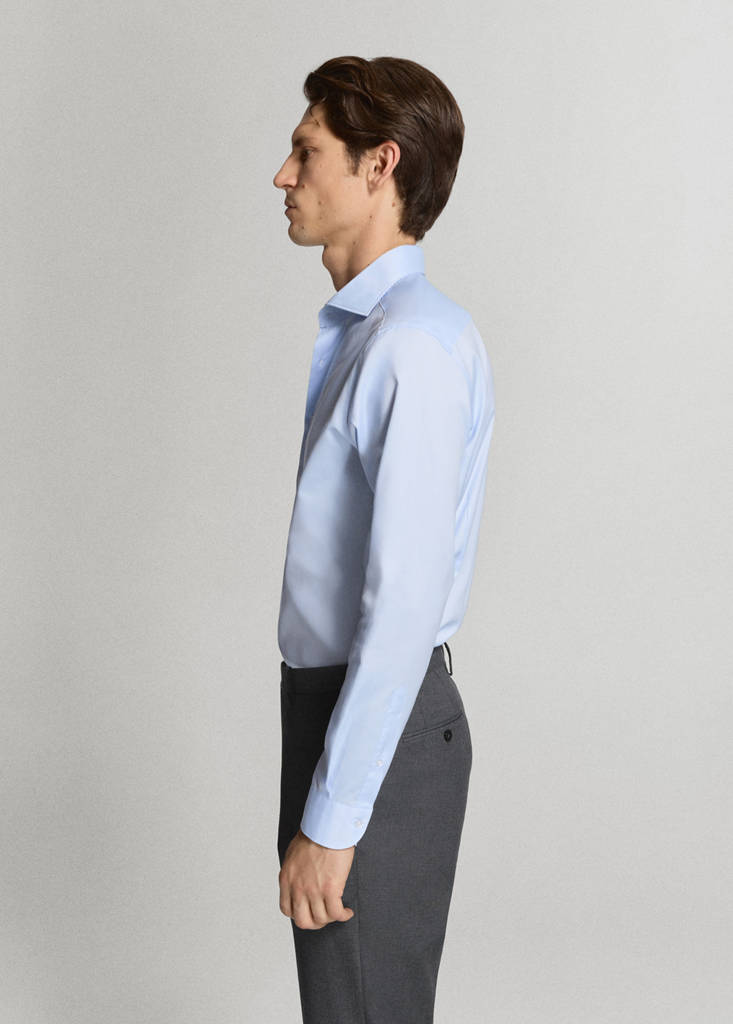 Slim fit 100% cotton structured dress shirt — Sky Blue