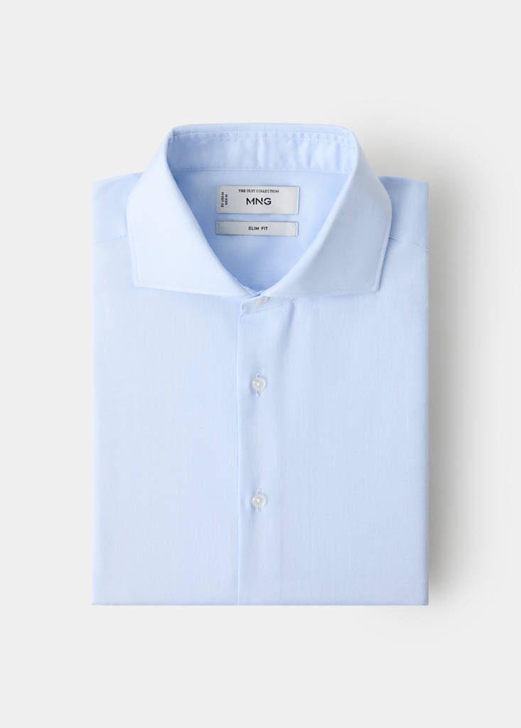 Slim fit 100% cotton structured dress shirt — Sky Blue