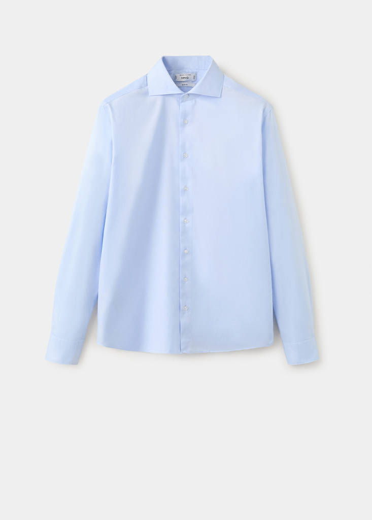 Slim fit 100% cotton structured dress shirt — Sky Blue