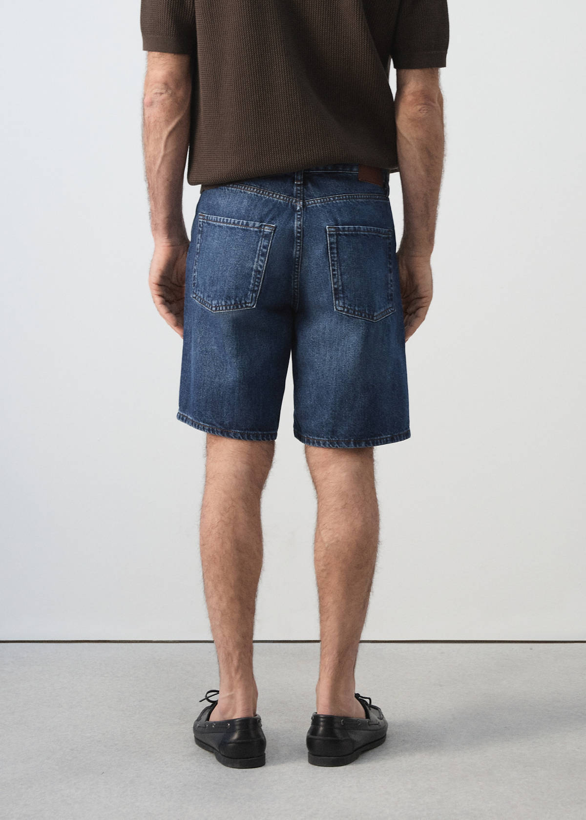 Straight-fit denim bermuda shorts — Dark Blue