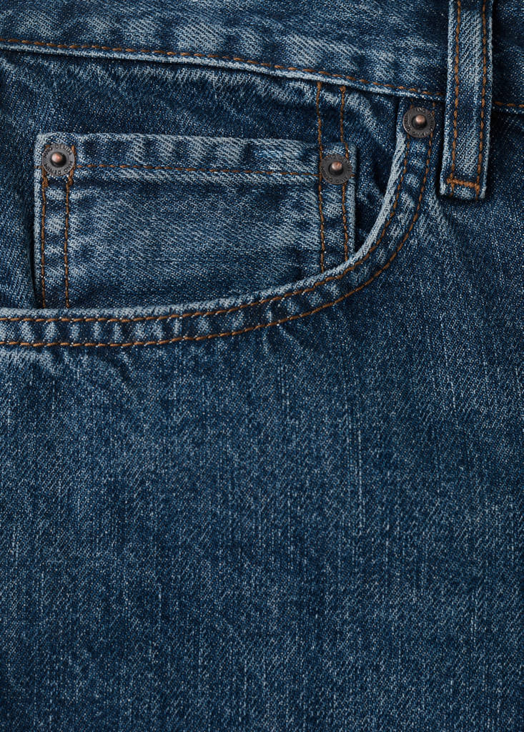 Straight-fit denim bermuda shorts — Dark Blue